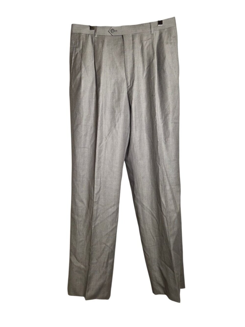 Studio Milano Men's 36R Gray Wool Dress Pants Super 120s Pleated Trousers Formal